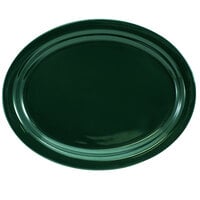 International Tableware CAN-13-G Cancun 11 1/2" x 9 1/4" Green Stoneware Narrow Rim Platter - 12/Case