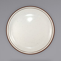 International Tableware GR-9 Granada 9 1/2 inch Ivory (American White) Brown Speckled Narrow Rim Stoneware Plate - 24/Case