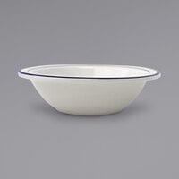 International Tableware DA-11 Danube 5 oz. Ivory (American White) Blue Speckled Stoneware Fruit Bowl with Blue Bands - 36/Case