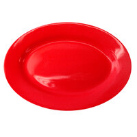 International Tableware CA-14-CR Cancun 12 1/2 inch x 9 inch Crimson Red Stoneware Wide Rim Platter - 12/Case