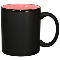 International Tableware 87168-26/05MF-05C Hilo 11 oz. Pink In / Black Out Stoneware C-Handle Mug - 12/Case