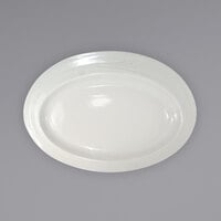 International Tableware NP-14 Newport 14 1/2 inch x 10 1/8 inch Ivory (American White) Embossed Stoneware Entree Platter - 12/Case
