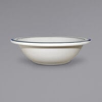 International Tableware CT-10 Catania 13 oz. Ivory (American White) Stoneware Grapefruit Bowl with Blue Bands - 36/Case