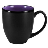 International Tableware 81376-2583/05MF-05C Hilo 14 oz. Purple In / Black Out Stoneware Bistro Cup - 12/Case