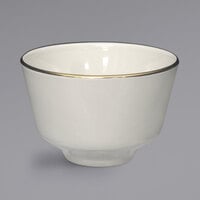 International Tableware FL-4 Florentine 7 1/4 oz. Gold Rim Ivory (American White) Stoneware Bouillon - 36/Case