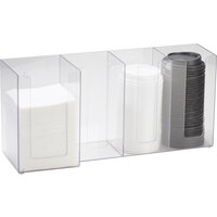 Cal-Mil 376-12 Classic Clear Acrylic 4-Section Countertop Cup, Lid, and Napkin Organizer