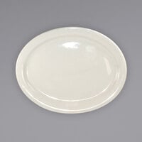 International Tableware VA-14 Valencia 13 1/4" x 10 3/8" Ivory (American White) Narrow Rim Stoneware Platter   - 12/Case