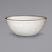 International Tableware GR-15 Granada 13 oz. Ivory (American White) Brown Speckled Stoneware Nappie / Oatmeal Bowl - 36/Case