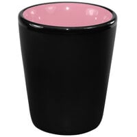 International Tableware 81122-26/05MF-05C Hilo 1.5 oz. Pink In / Black Out Stoneware Shot Glass - 24/Case