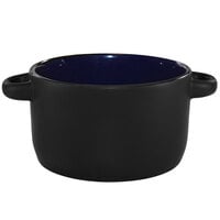 International Tableware 83567-2901/05MF-05C Hilo 11 oz. Cobalt In / Black Out Stoneware Mini Casserole Dish / Soup Bowl - 12/Case