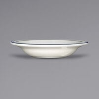 International Tableware CT-3 Catania 10 oz. Ivory (American White) Stoneware Deep Rim Soup Bowl with Blue Bands - 24/Case