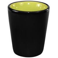 International Tableware 81122-2902/05MF-05C Hilo 1.5 oz. Rye Green In / Black Out Stoneware Shot Glass - 24/Case