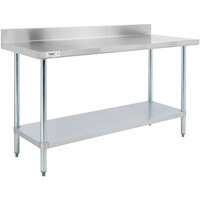 Regency 30 inch x 48 inch 18-Gauge 304 Stainless Steel Commercial Work Table with 4 inch Backsplash and Galvanized Undershelf