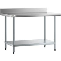 Regency 30" x 48" 18-Gauge 304 Stainless Steel Commercial Work Table with 4" Backsplash and Galvanized Undershelf