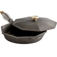FINEX SL10-10001 10" Octagonal Pre-Seasoned Cast Iron Skillet with Speed Cool Spring Handle and Cover