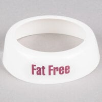 Tablecraft CM19 Imprinted White Plastic Fat Free Salad Dressing Dispenser Collar with Maroon Lettering