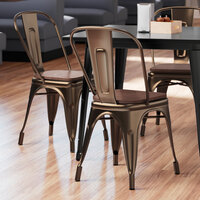 Lancaster Table & Seating Alloy Series Copper Indoor Cafe Chair with Walnut Wood Seat