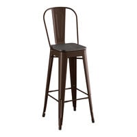 Lancaster Table & Seating Alloy Series Copper Indoor Cafe Barstool with Black Wood Seat