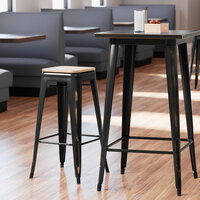 Lancaster Table & Seating Alloy Series Distressed Copper Indoor Backless Barstool with Natural Wood Seat