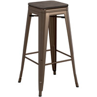 Lancaster Table & Seating Alloy Series Copper Indoor Backless Barstool with Black Wood Seat