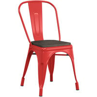 Lancaster Table & Seating Alloy Series Ruby Red Indoor Cafe Chair with Black Wood Seat