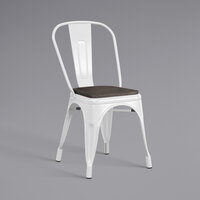 Lancaster Table & Seating Alloy Series White Indoor Cafe Chair with Black Wood Seat