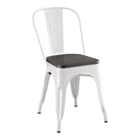 Lancaster Table & Seating Alloy Series Pearl White Indoor Cafe Chair with Black Wood Seat