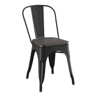 Lancaster Table & Seating Alloy Series Onyx Black Indoor Cafe Chair with Onyx Black Wood Seat