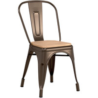 Lancaster Table & Seating Alloy Series Copper Indoor Cafe Chair with Natural Wood Seat