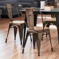 Lancaster Table & Seating Alloy Series Copper Indoor Cafe Chair with Natural Wood Seat