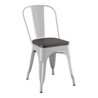 Lancaster Table & Seating Alloy Series Silver Indoor Cafe Chair with Black Wood Seat