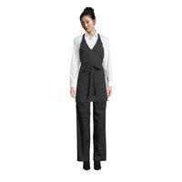 Uncommon Threads 3041 Pinstripe Customizable Poly-Cotton Twill V-Neck Tuxedo Apron with Adjustable Neck Strap and 2 Pockets - 28 inch L x 24 1/2 inch W