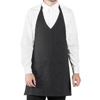 Uncommon Chef 3041 Pinstripe Customizable Poly-Cotton Twill V-Neck Tuxedo Apron with Adjustable Neck Strap and 2 Pockets - 28" x 24 1/2"