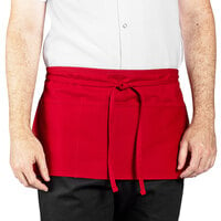 Uncommon Chef 3067 Red Customizable Waist Apron with 3 Pockets - 11" x 23"