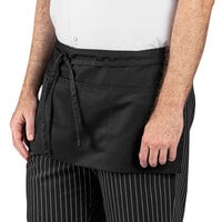 Uncommon Chef 3067 Black Customizable Waist Apron with 3 Pockets - 11" x 23"