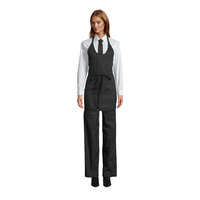 Uncommon Threads 3042 Black Customizable Poly-Cotton Twill Scoop Neck Tuxedo Apron with Adjustable Neck Strap and 3 Pockets - 28 inch L x 24 inch W