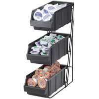 Cal-Mil 841 Iron Three Tier Condiment Display with Black Bins - 14" x 9" x 7"