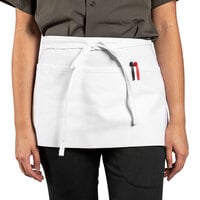 Uncommon Chef 3067 White Customizable Waist Apron with 3 Pockets - 11" x 23"