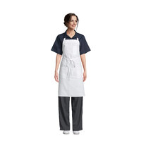 Uncommon Threads 3004 White Customizable Poly-Cotton Twill Bib Apron with 3 Pockets - 34 inch L x 30 inch W