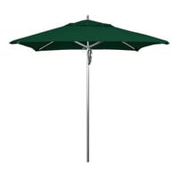 California Umbrella AAT 757 SUNBRELLA 1A Rodeo Series 7 1/2' Square Pulley Lift Umbrella with 1 1/2 inch Aluminum Pole - Sunbrella 1A Canopy - Forest Green Fabric