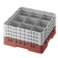 Cambro 9S1114416 Cranberry Camrack Customizable 9 Compartment 11 3/4 inch Glass Rack