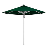 California Umbrella AAT 908 SUNBRELLA 1A Rodeo Series 9' Pulley Lift Umbrella with 1 1/2 inch Aluminum Pole - Sunbrella 1A Canopy - Forest Green Fabric