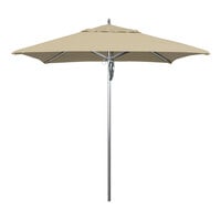 California Umbrella AAT 757 SUNBRELLA 1A Rodeo Series 7 1/2' Square Pulley Lift Umbrella with 1 1/2 inch Aluminum Pole - Sunbrella 1A Canopy - Antique Beige Fabric