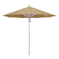 California Umbrella AAT 908 SUNBRELLA 2A Rodeo Series Deluxe 9' Pulley Lift Umbrella with 1 1/2 inch Aluminum Pole - Sunbrella 2A Canopy - Linen Sesame Fabric