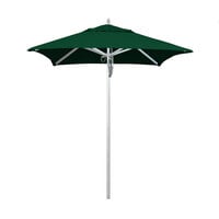 California Umbrella AAT 604 SUNBRELLA 1A Rodeo Series 6' Square Pulley Lift Umbrella with 1 1/2 inch Aluminum Pole - Sunbrella 1A Canopy - Forest Green Fabric