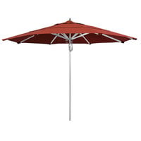 California Umbrella AAT 118 SUNBRELLA 2A Rodeo Series 11' Deluxe Pulley Lift Umbrella with 1 1/2 inch Aluminum Pole - Sunbrella 2A Canopy - Terracotta Fabric