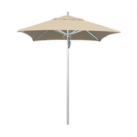 California Umbrella AAT 604 SUNBRELLA 1A Rodeo Series 6' Square Pulley Lift Umbrella with 1 1/2 inch Aluminum Pole - Sunbrella 1A Canopy - Antique Beige Fabric