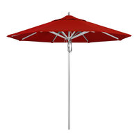 California Umbrella AAT 908 SUNBRELLA 2A Rodeo Series Deluxe 9' Pulley Lift Umbrella with 1 1/2 inch Aluminum Pole - Sunbrella 2A Canopy - Jockey Red Fabric