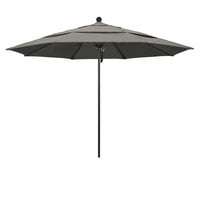 California Umbrella ALTO 118 PACIFICA Venture 11' Round Pulley Lift Umbrella with 1 1/2 inch Black Aluminum Pole - Pacifica Canopy - Taupe Fabric