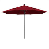 California Umbrella ALTO 118 OLEFIN Venture 11' Round Pulley Lift Umbrella with 1 1/2" Black Aluminum Pole - Olefin Canopy - Red Fabric